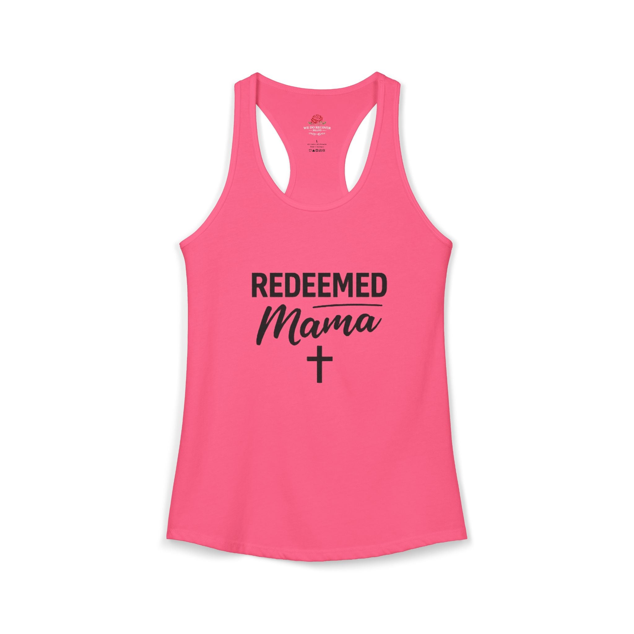 Women's Ideal Racerback Tank Faith Based Shirt | Christian Mom Tank | Redeemed by Grace | Cross Back Design