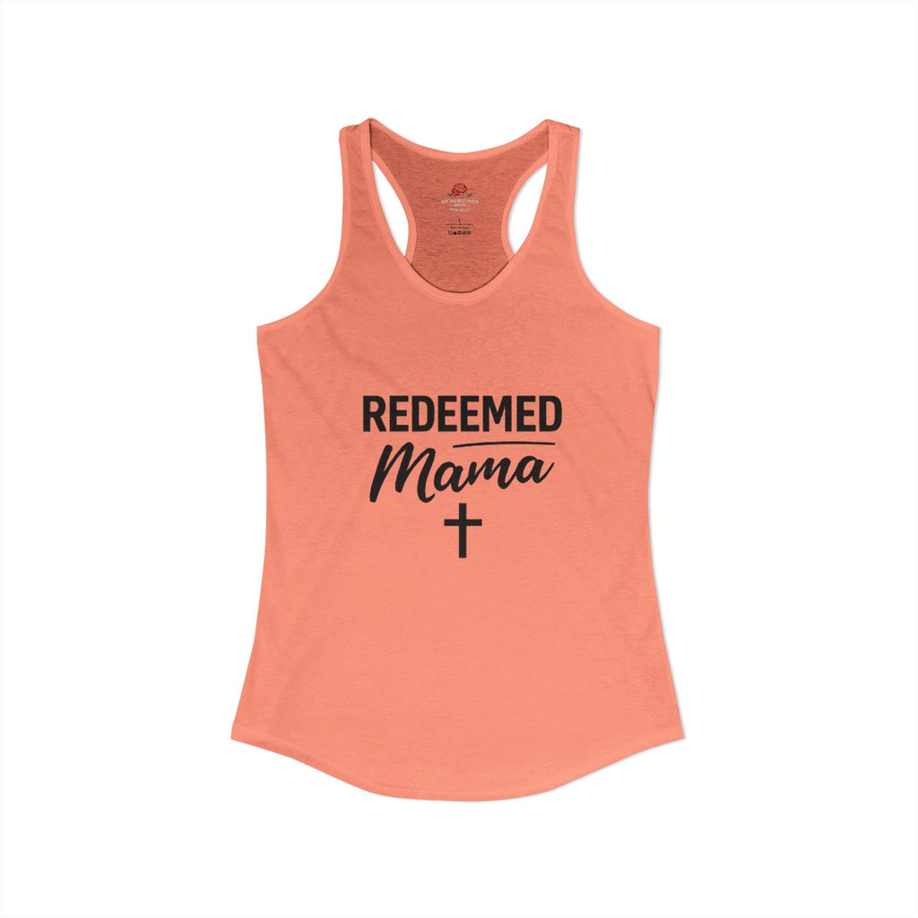 Women's Ideal Racerback Tank Faith Based Shirt | Christian Mom Tank | Redeemed by Grace | Cross Back Design