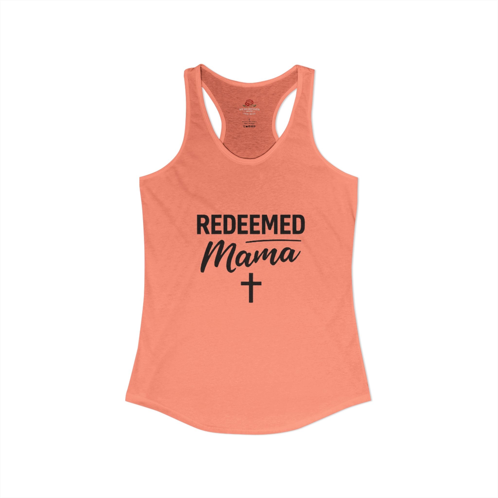 Women's Ideal Racerback Tank Faith Based Shirt | Christian Mom Tank | Redeemed by Grace | Cross Back Design