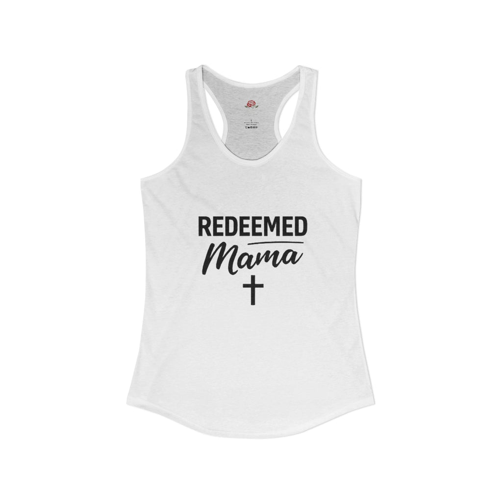 Women's Ideal Racerback Tank Faith Based Shirt | Christian Mom Tank | Redeemed by Grace | Cross Back Design