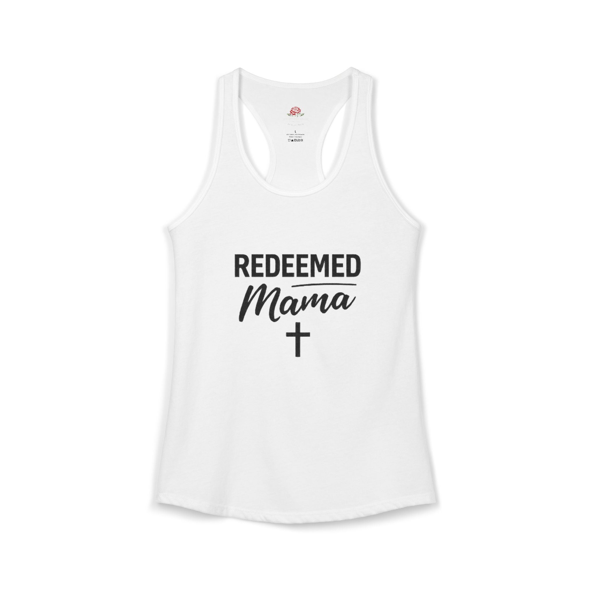 Women's Ideal Racerback Tank Faith Based Shirt | Christian Mom Tank | Redeemed by Grace | Cross Back Design