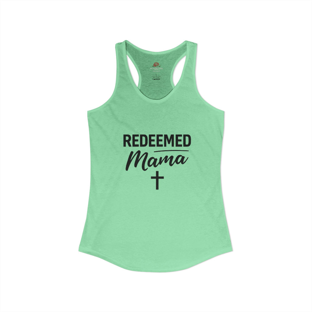 Women's Ideal Racerback Tank Faith Based Shirt | Christian Mom Tank | Redeemed by Grace | Cross Back Design