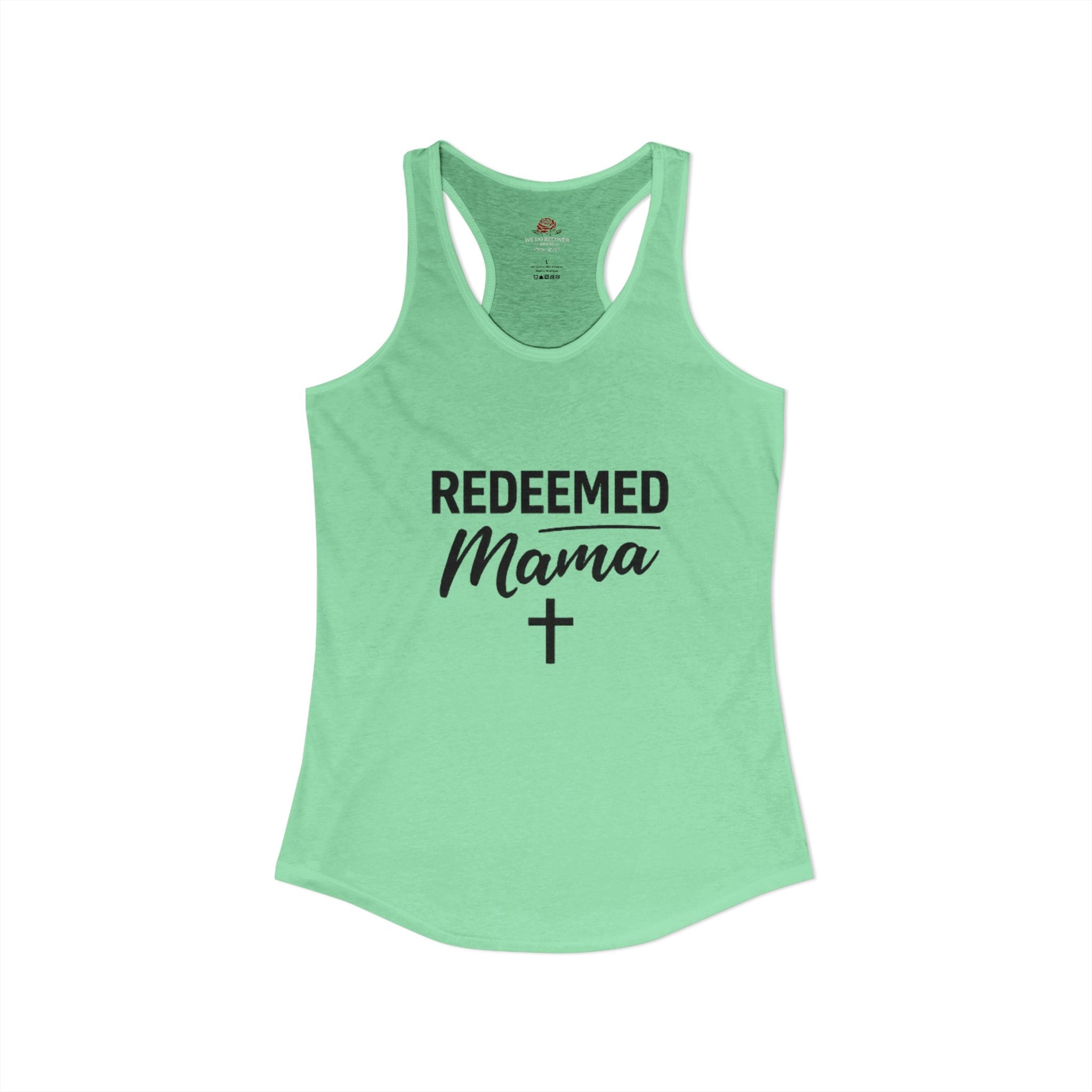 Women's Ideal Racerback Tank Faith Based Shirt | Christian Mom Tank | Redeemed by Grace | Cross Back Design