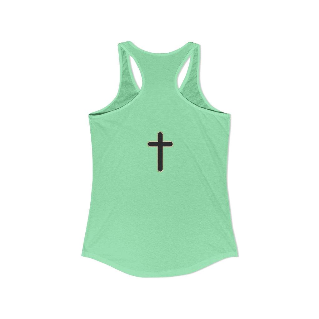 Women's Ideal Racerback Tank Faith Based Shirt | Christian Mom Tank | Redeemed by Grace | Cross Back Design