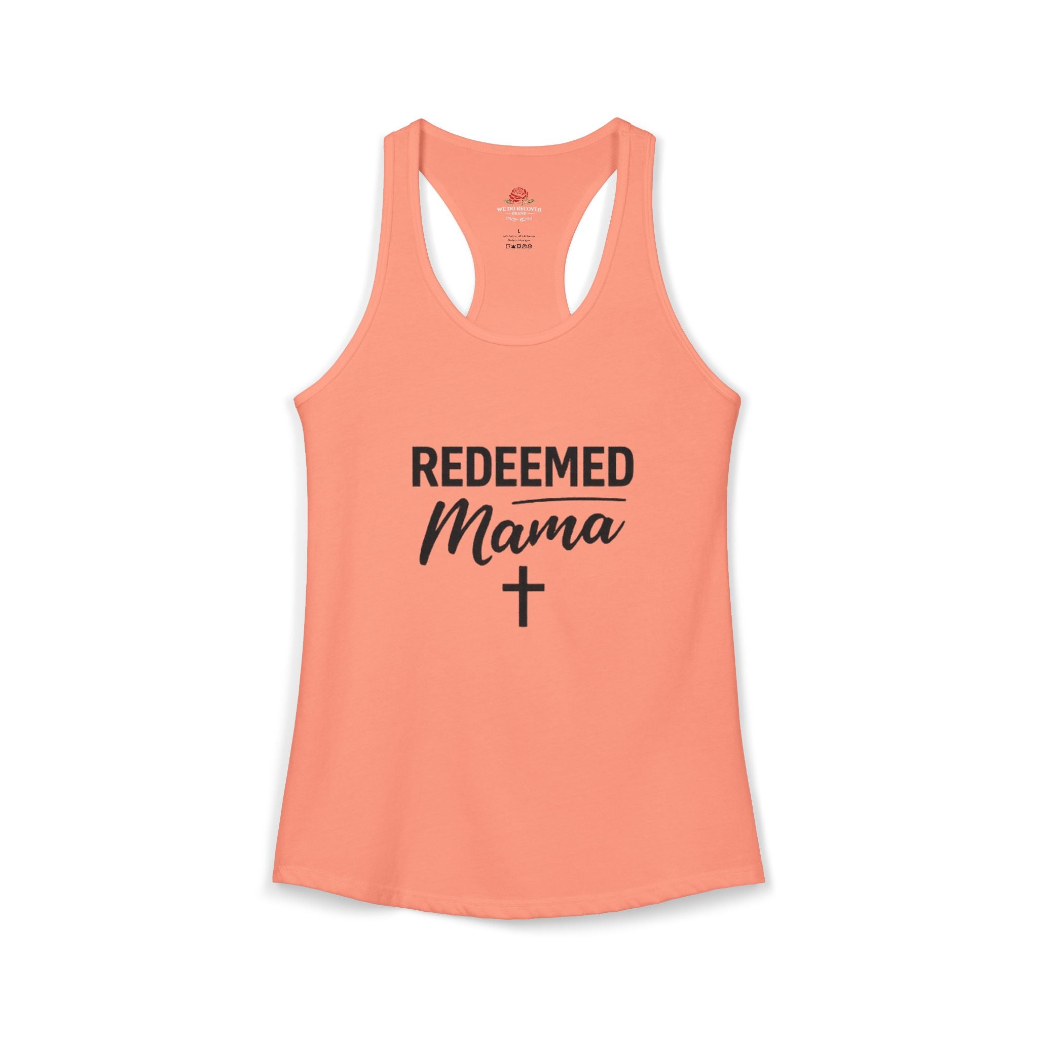 Women's Ideal Racerback Tank Faith Based Shirt | Christian Mom Tank | Redeemed by Grace | Cross Back Design