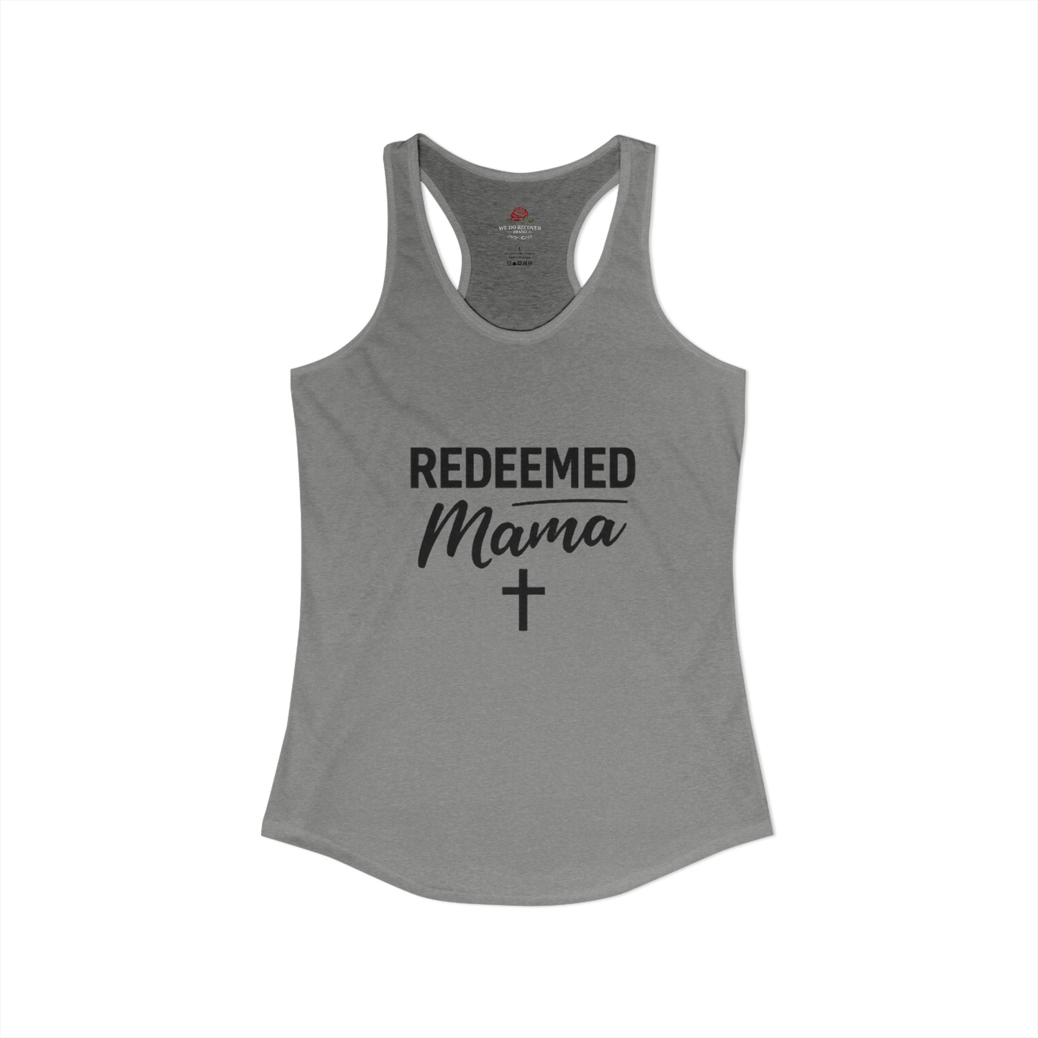Women's Ideal Racerback Tank Faith Based Shirt | Christian Mom Tank | Redeemed by Grace | Cross Back Design