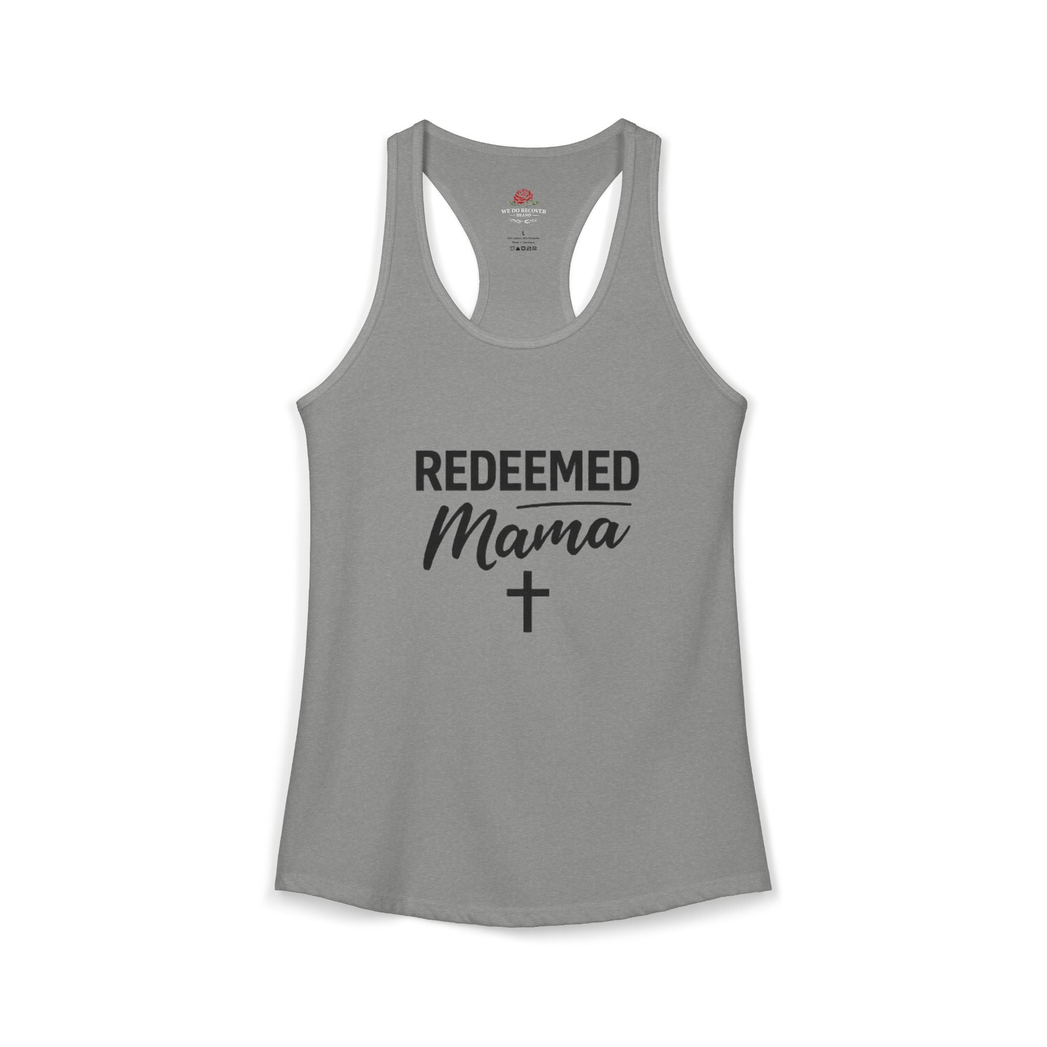 Women's Ideal Racerback Tank Faith Based Shirt | Christian Mom Tank | Redeemed by Grace | Cross Back Design
