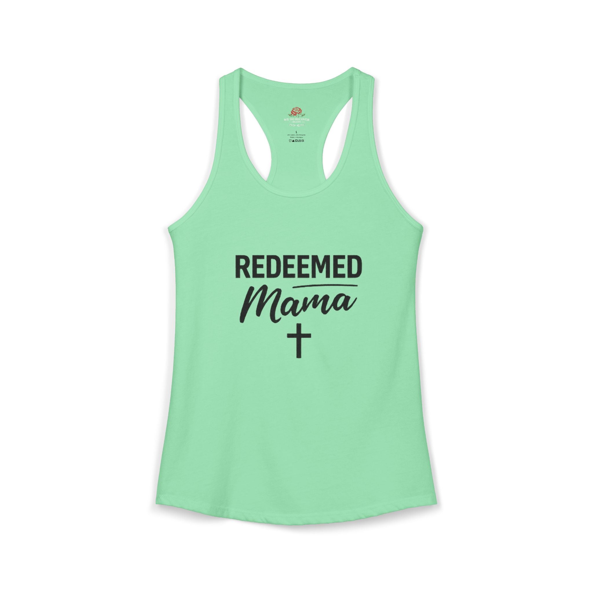 Women's Ideal Racerback Tank Faith Based Shirt | Christian Mom Tank | Redeemed by Grace | Cross Back Design
