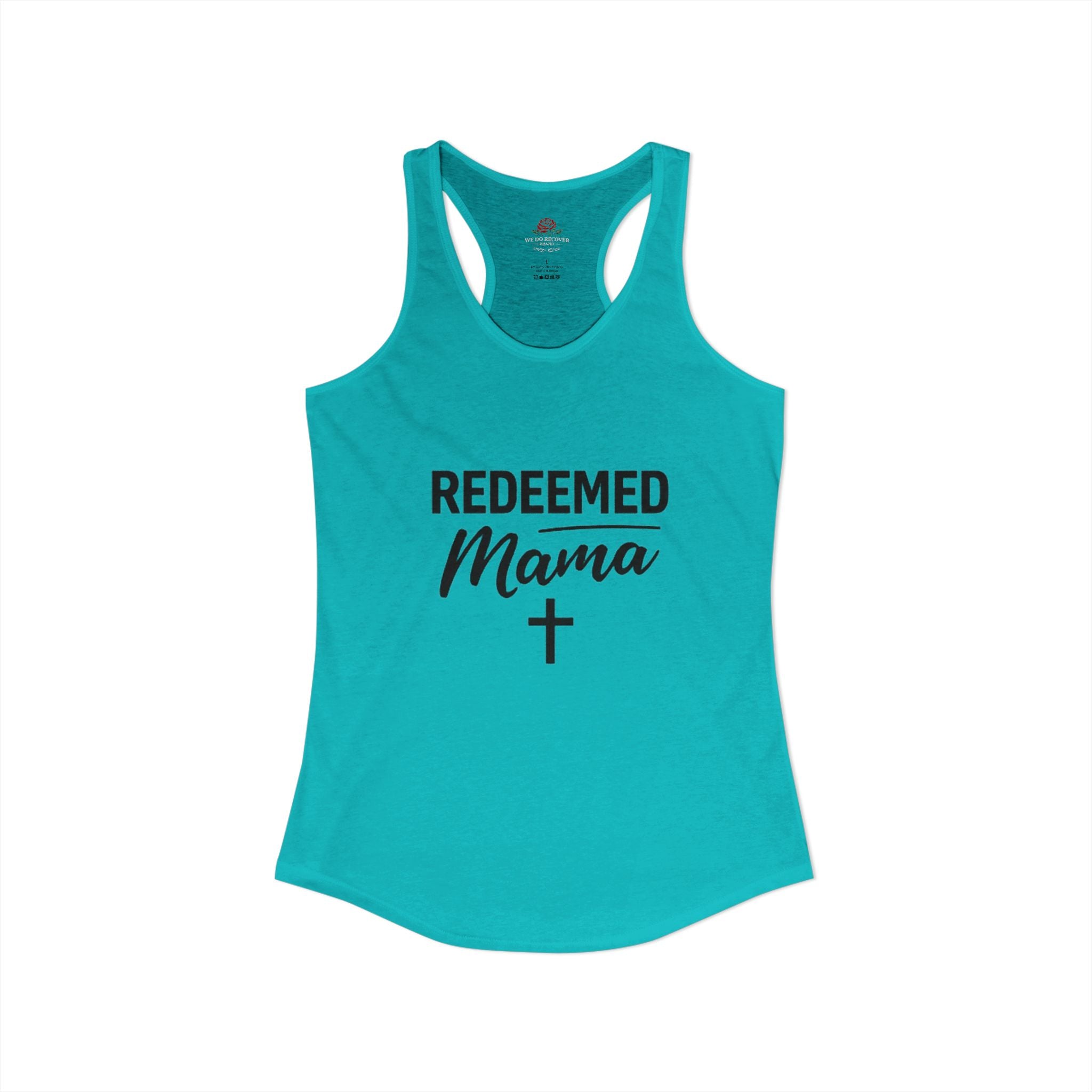 Women's Ideal Racerback Tank Faith Based Shirt | Christian Mom Tank | Redeemed by Grace | Cross Back Design