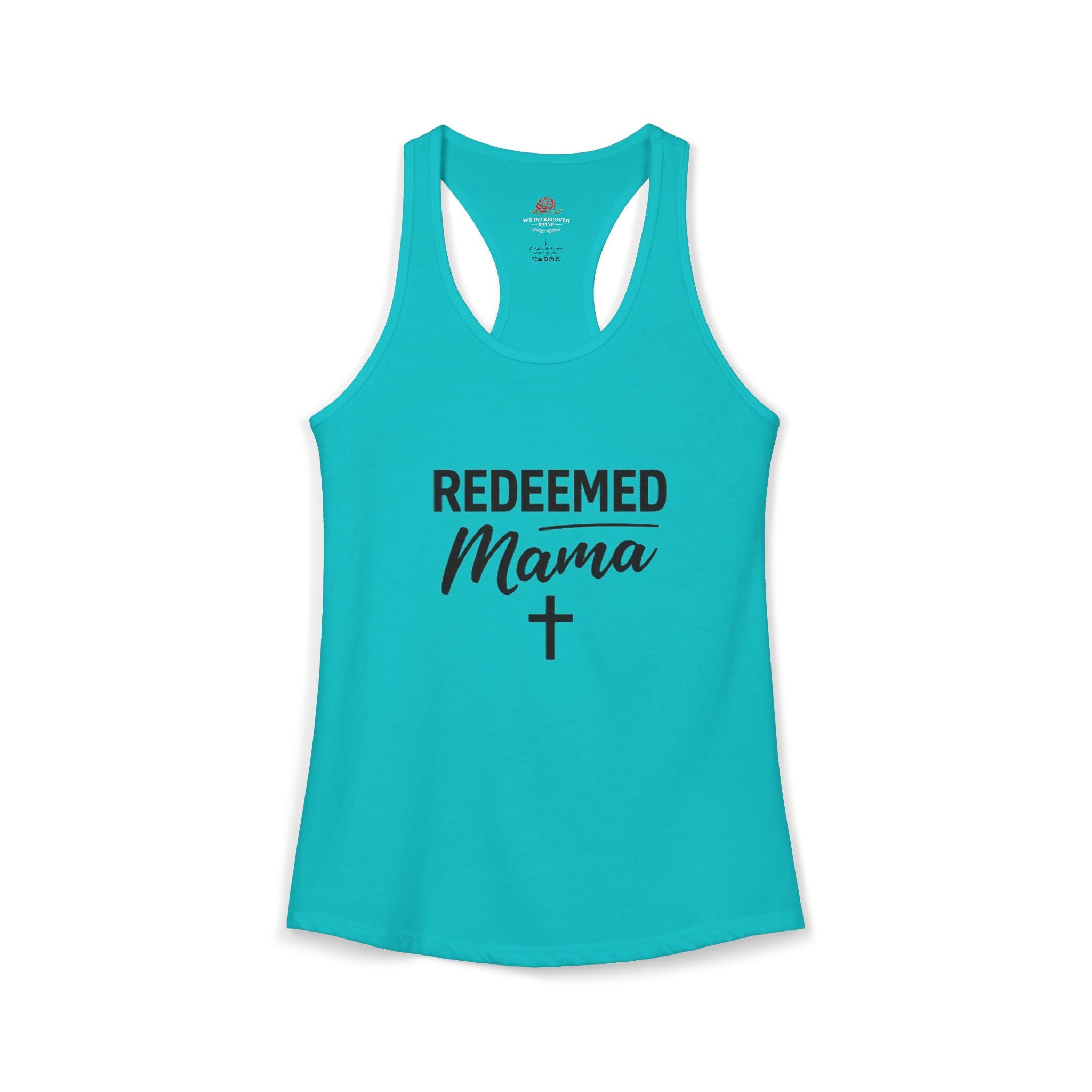 Women's Ideal Racerback Tank Faith Based Shirt | Christian Mom Tank | Redeemed by Grace | Cross Back Design